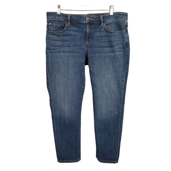 Eileen Fisher Denim - Eileen Fisher Size 12 Jeans Organic Cotton Stretch Denim Mid Rise Cropped
